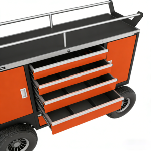 Heavy Duty Outdoor Mobile Tool Cart Steel Maintenance Trolley With Lockable Drawers and Pneumatic Wheels