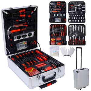 899pcs Silver Home Repair Tool Set Kit Men's Toolbox 4 Drawers for General Household Maintenance Garden Homeowner Handyman Tool